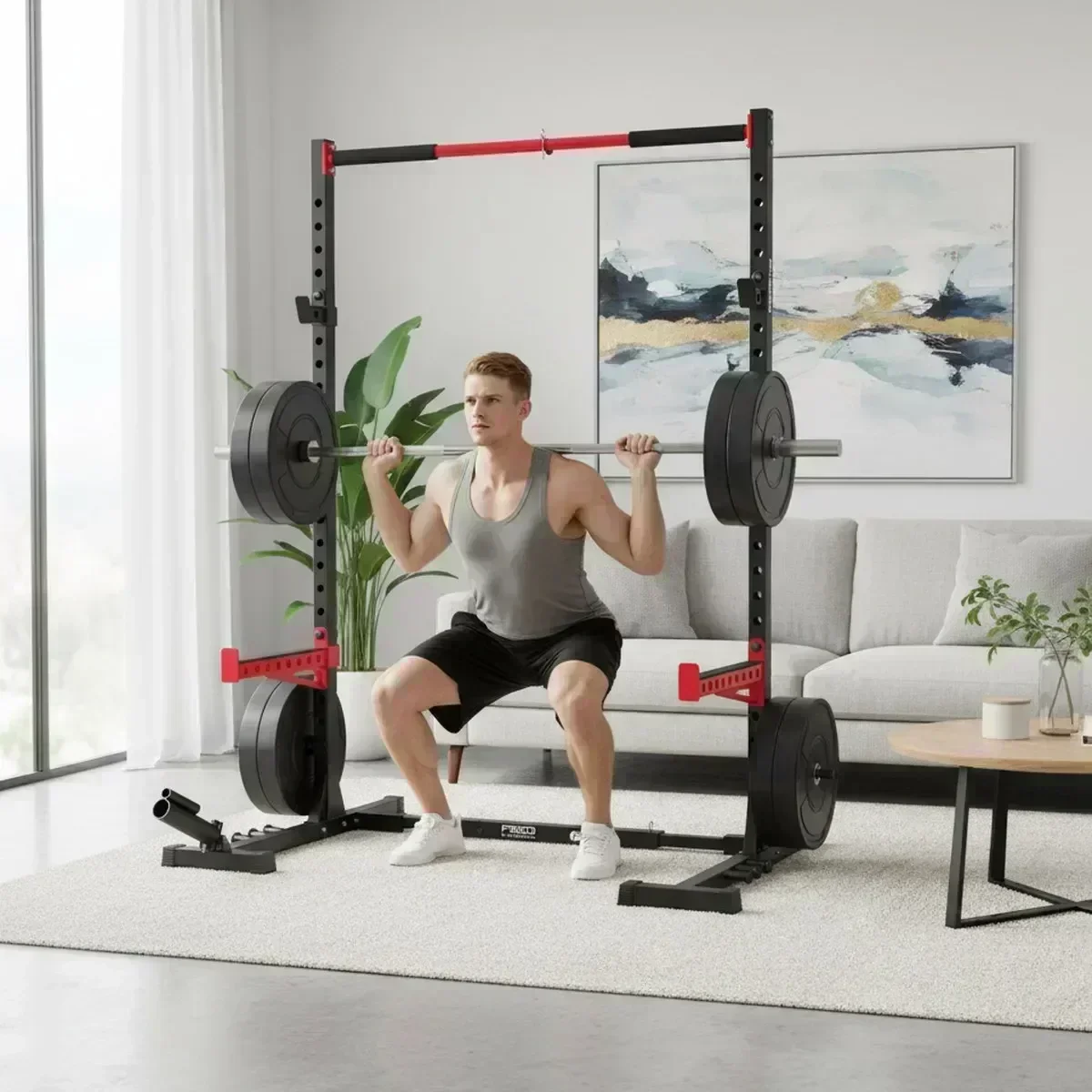 Home Gym Pull Up Bar - Adjustable Home Gym Squat Rack with