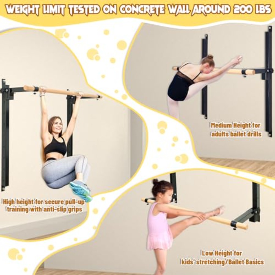 Wall Mounted Ballet Barre 4ft  - огляд і ціна Home Gym Wall Mounted